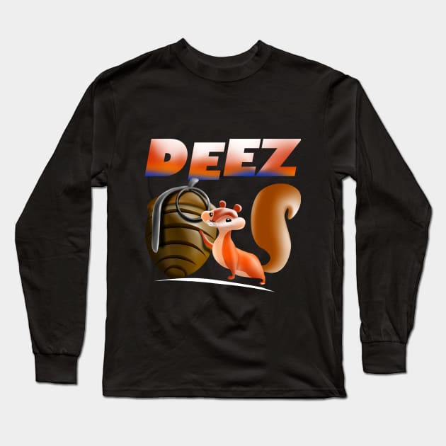 squirrel with grenade, Deez nuts, Long Sleeve T-Shirt by AdishPr